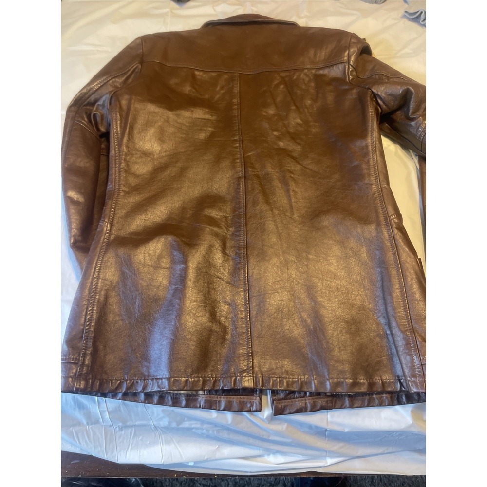 Vintage Men Leather Blazer Size 38 Brown 3 Bottons - Picture 15 of 16